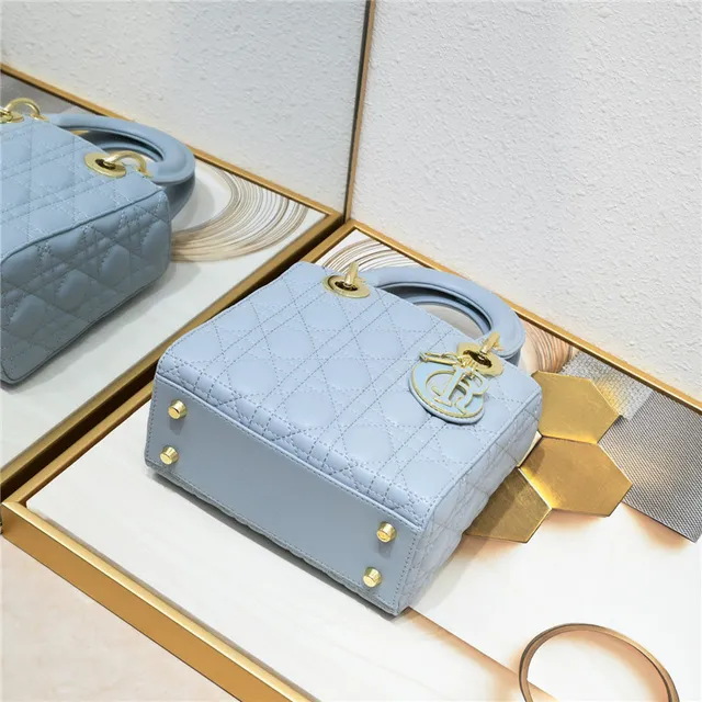 Dior Lady Dior Light Gray Quilted Tote Bag 23