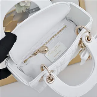 Dior Lady Pink Gold Cuir cannagé quilté sac à main à anse supérieure 2