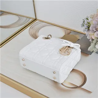 Dior Lady Pink Gold Cuir cannagé quilté sac à main à anse supérieure 5