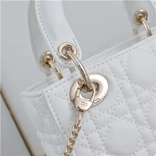 Dior Lady Pink Gold Cuir cannagé quilté sac à main à anse supérieure 6