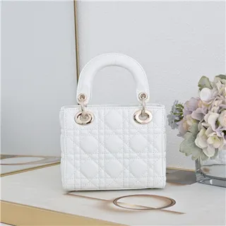 Dior Lady Pink Gold Cuir cannagé quilté sac à main à anse supérieure 7