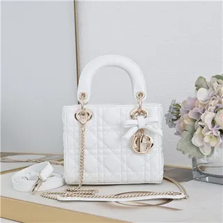 Dior Lady Pink Gold Cuir cannagé quilté sac à main à anse supérieure 10