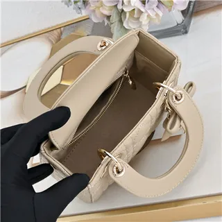 Dior Lady Pink Gold Cuir cannagé quilté sac à main à anse supérieure 12