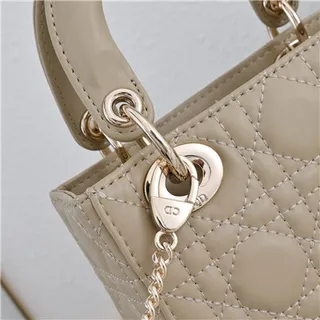 Dior Lady Pink Gold Cuir cannagé quilté sac à main à anse supérieure 15