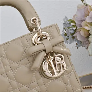 Dior Lady Pink Gold Cuir cannagé quilté sac à main à anse supérieure 18