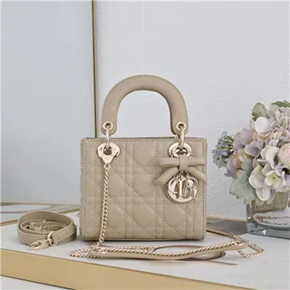 Dior Lady Pink Gold Cuir cannagé quilté sac à main à anse supérieure 19