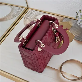 Dior Lady Pink Gold Cuir cannagé quilté sac à main à anse supérieure 22