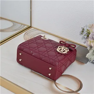 Dior Lady Pink Gold Cuir cannagé quilté sac à main à anse supérieure 23