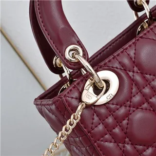Dior Lady Pink Gold Cuir cannagé quilté sac à main à anse supérieure 24