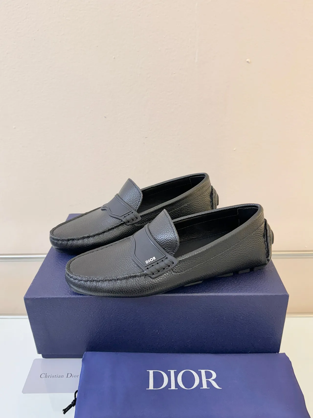 Dior Loafer Black Pebbled Leather Strap Loafers 2
