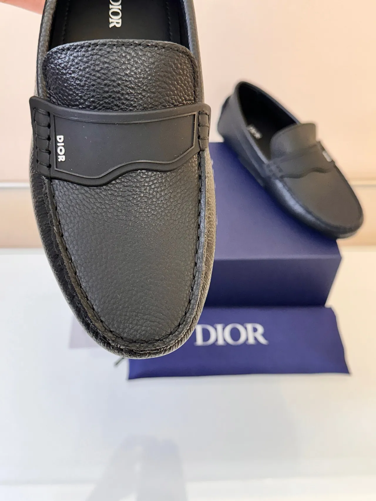Dior Loafer Black Pebbled Leather Strap Loafers 3