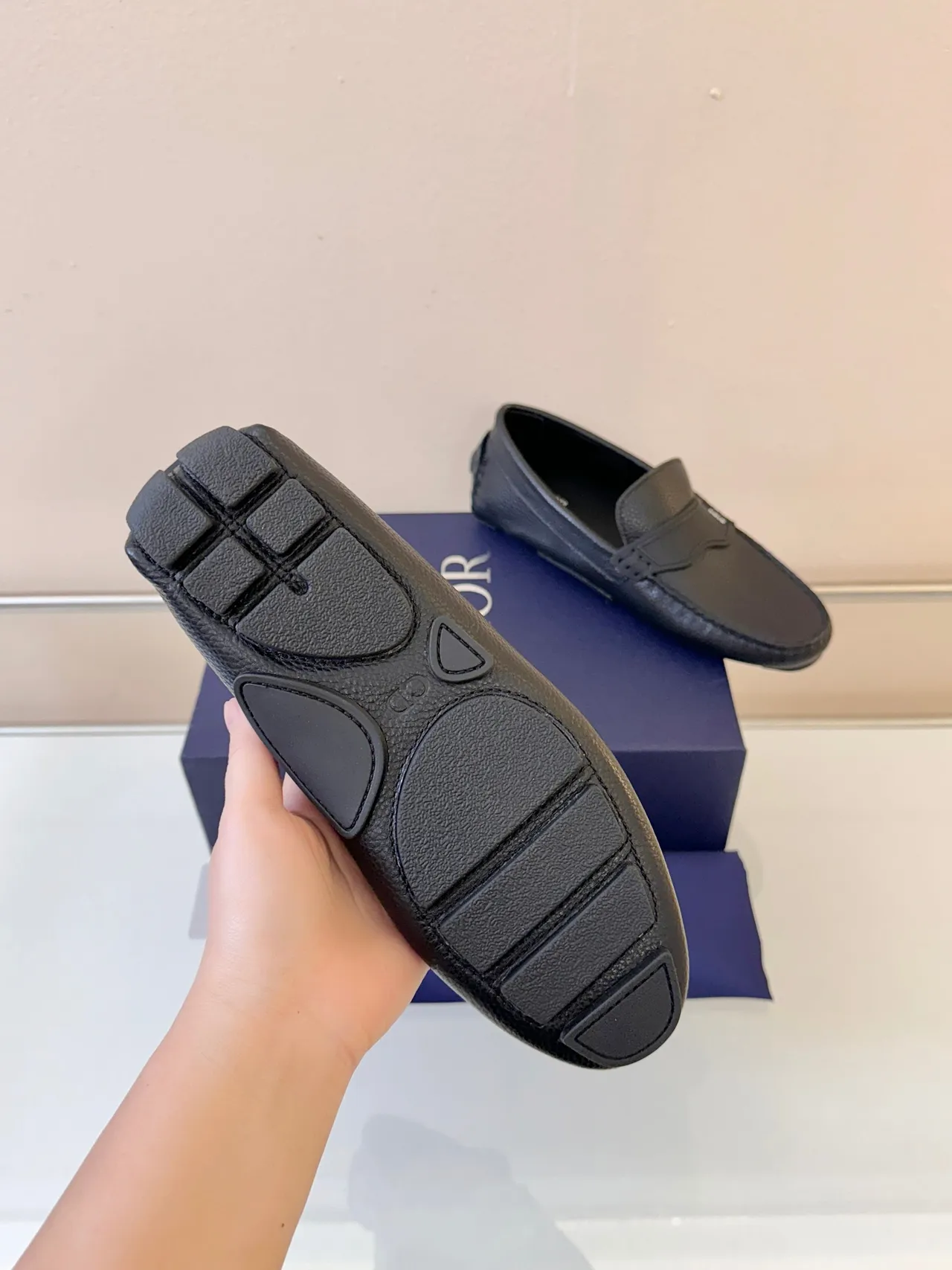 Dior Loafer Black Pebbled Leather Strap Loafers 5