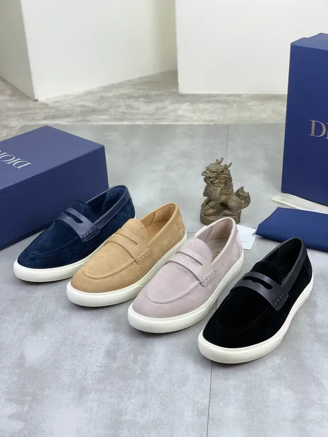 Dior Loafer Navy Beige Suede Penny Strap Loafer 2