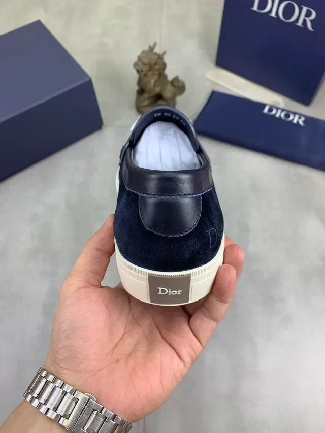 Dior Loafer Navy Beige Suede Penny Strap Loafer 4