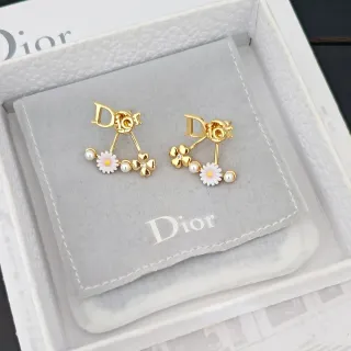 Dior Logo-Top Dual-Drop Floral Pearl Earrings