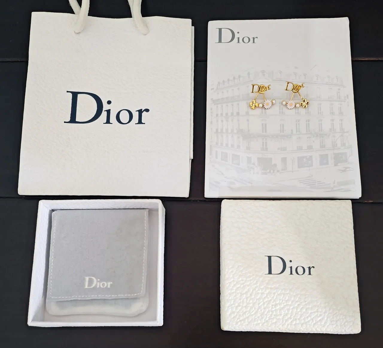 Dior Logo-Top Dual-Drop Floral Pearl Earrings 4