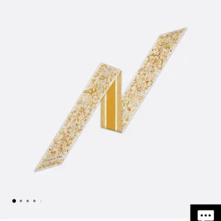 Dior Mitzah Pañuelo de Seda Blanco Dorado Twill con Estampado de Mariposa