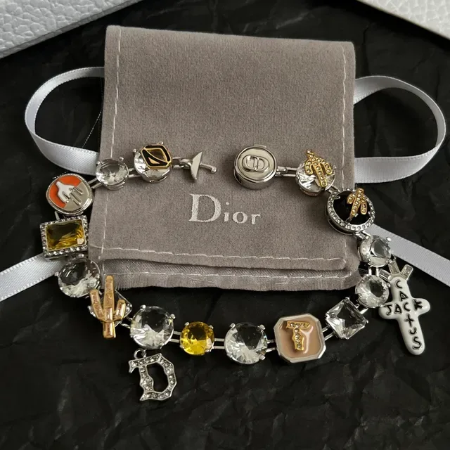 Dior Multi-Charm Crystal and Enamel Bracelet 3