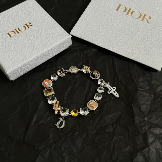 Dior Multi-Charm Crystal and Enamel Bracelet 7