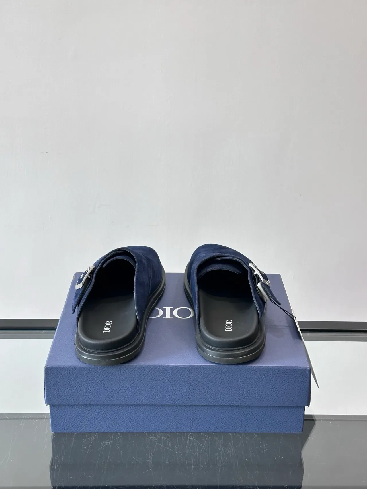 Dior Navy Suede Buckle Strap Mule Casual Shoes 2