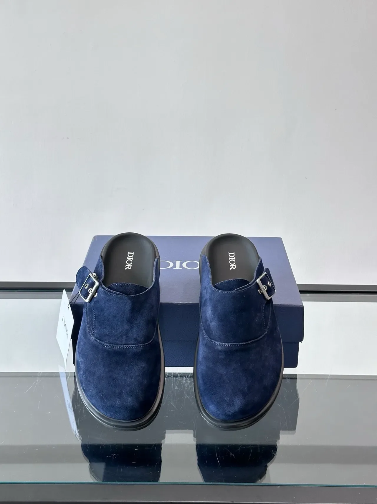 Dior Navy Suede Buckle Strap Mule Casual Shoes 3