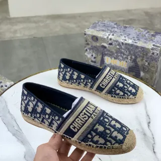 Dior Oblique Jacquard Navy Beige Espadrille Boat Shoes