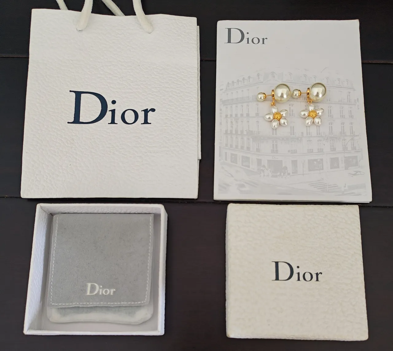 Dior Pearl Daisy Gold-Tone Drop Earrings 4