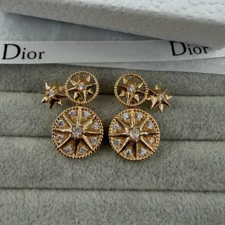 Dior Rose des Vents Star Motif Crystal Gold-Tone Drop Earrings
