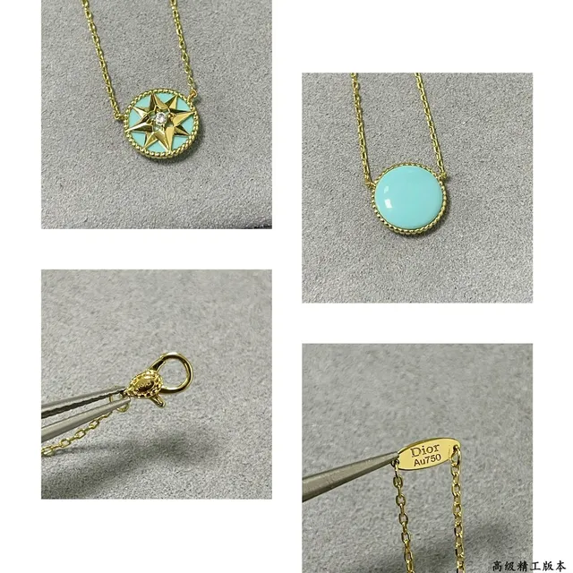 Dior Rose des Vents Turquoise Enamel Gold-Tone Necklace 4