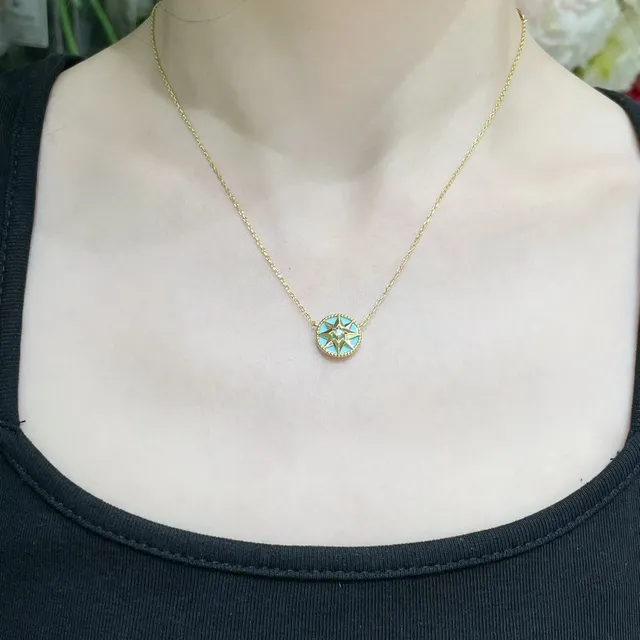 Dior Rose des Vents Turquoise Enamel Gold-Tone Necklace 9
