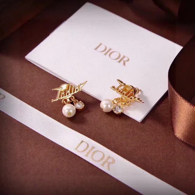 Dior Script Logo Pearl Drop Earrings 2