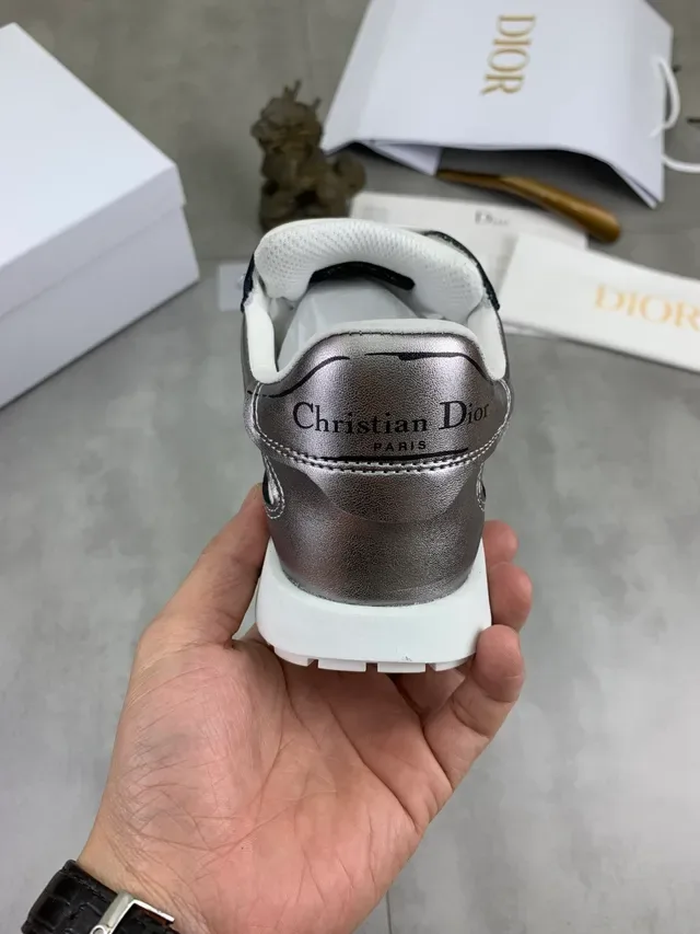 Dior Silver White Metallic Upper Contrast Panels Chunky Sneakers 3