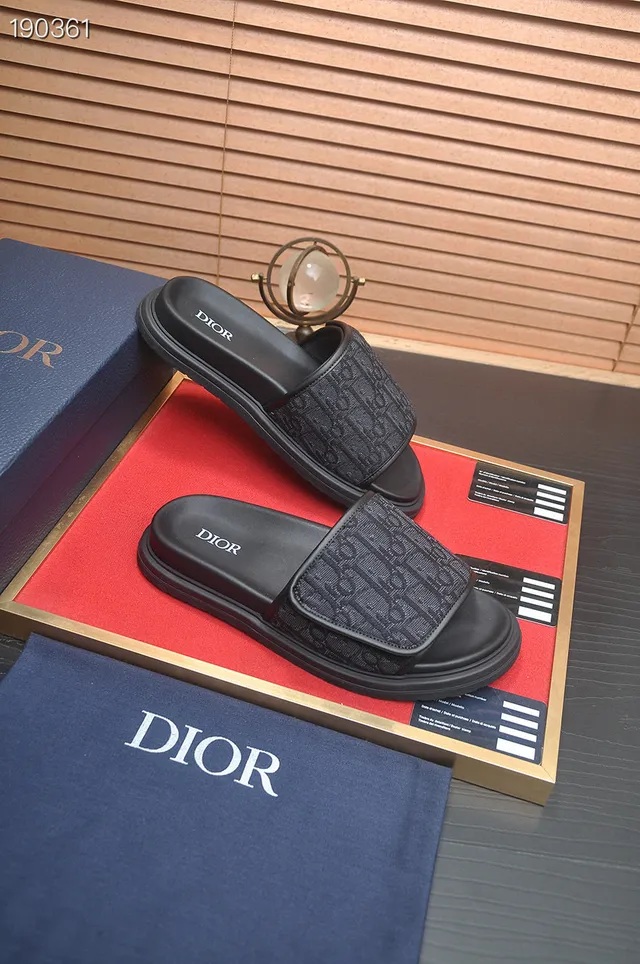 Dior Slide Monogram Black Platform Slippers 2