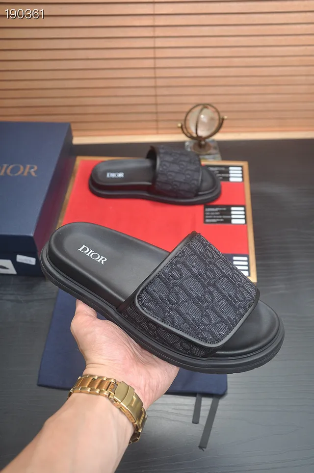 Dior Slide Monogram Black Platform Slippers 3