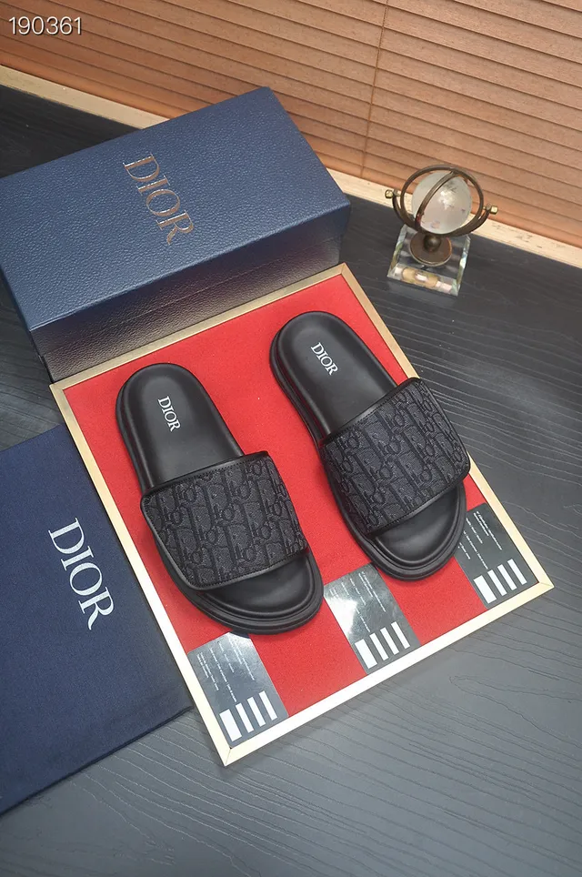 Dior Slide Monogram Black Platform Slippers 6