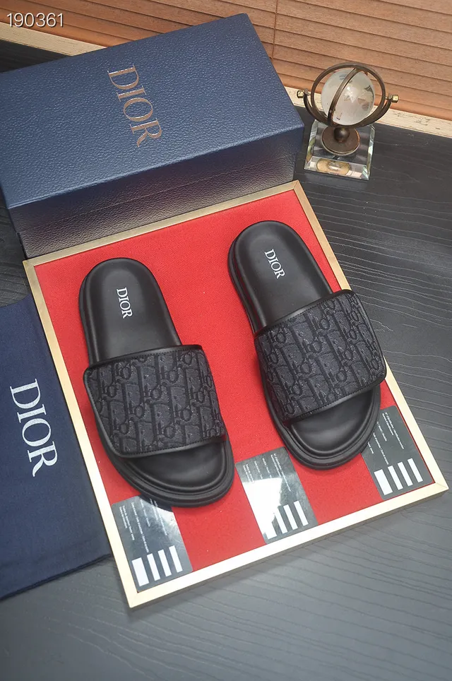 Dior Slide Monogram Black Platform Slippers 8