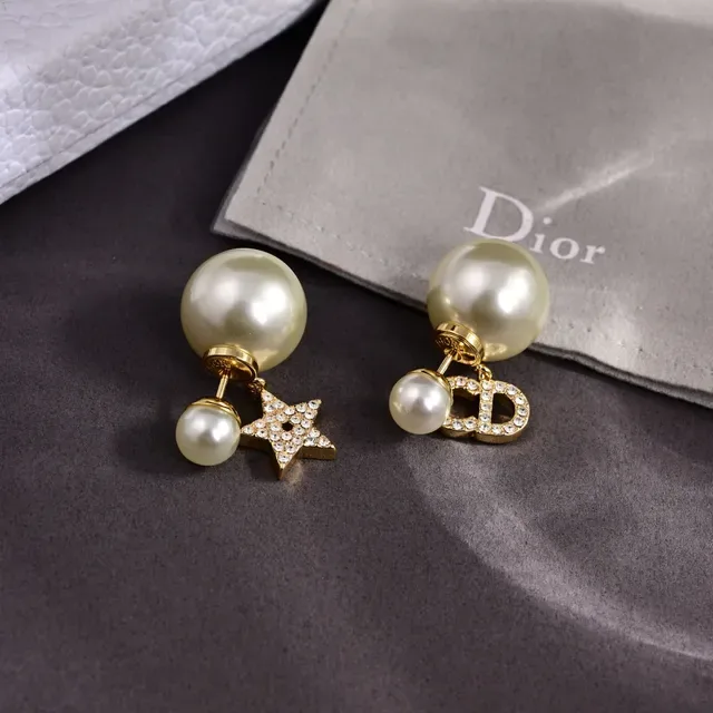 Dior Tribales Brincos Assimétricos Perla Trasera Cristal Pavé Dourado 6