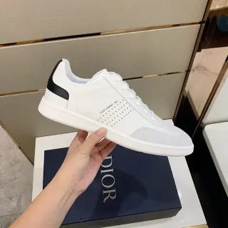 Dior White Black Low-Top Perforated Side Panel Lifestyle Sneakers