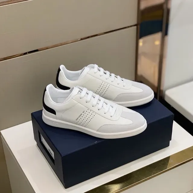 Dior White Black Low-Top Perforated Side Panel Lifestyle Sneakers 2