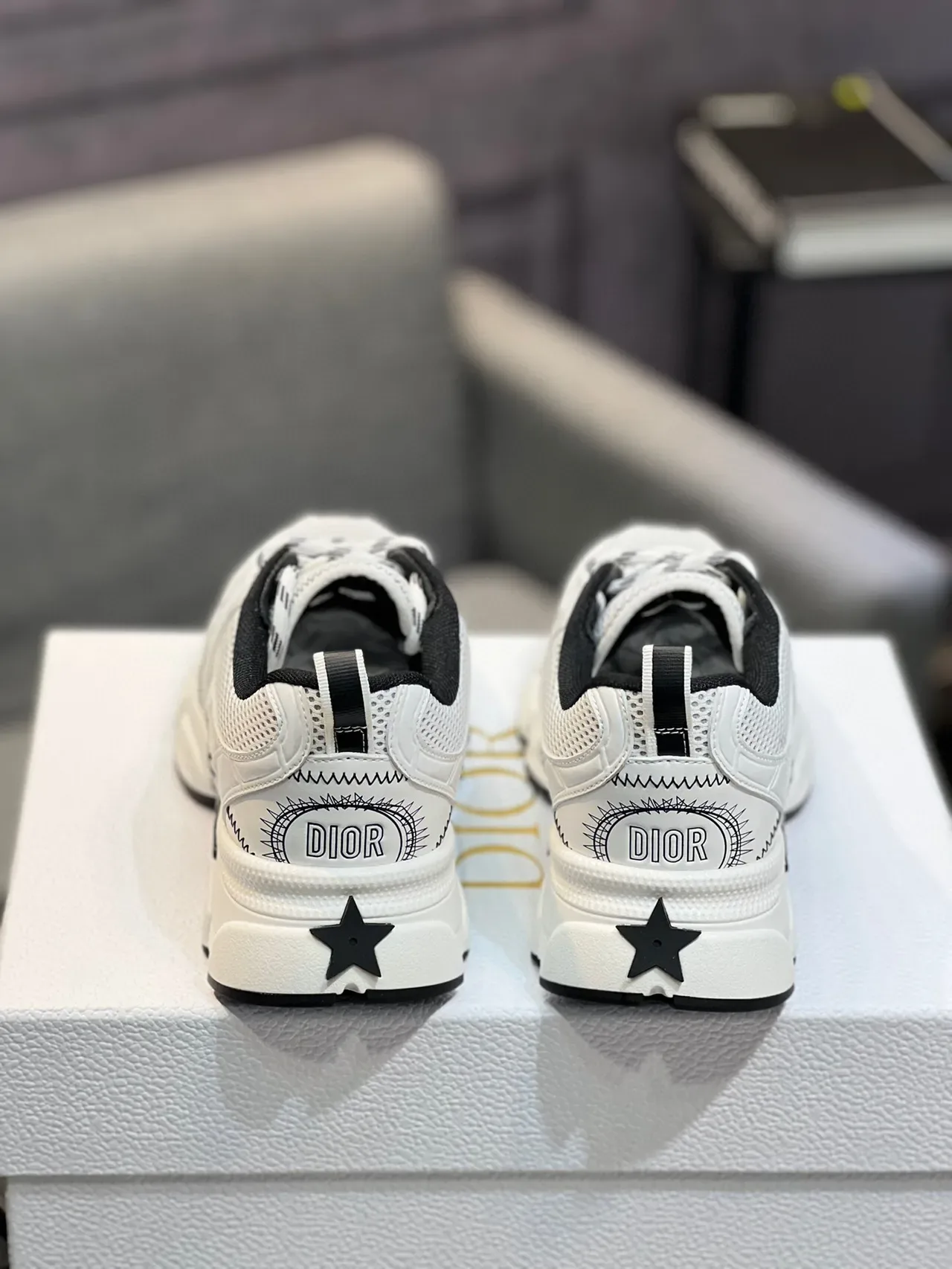 Dior White Black Sole Perforated Mesh Upper Chunky Sneakers 7