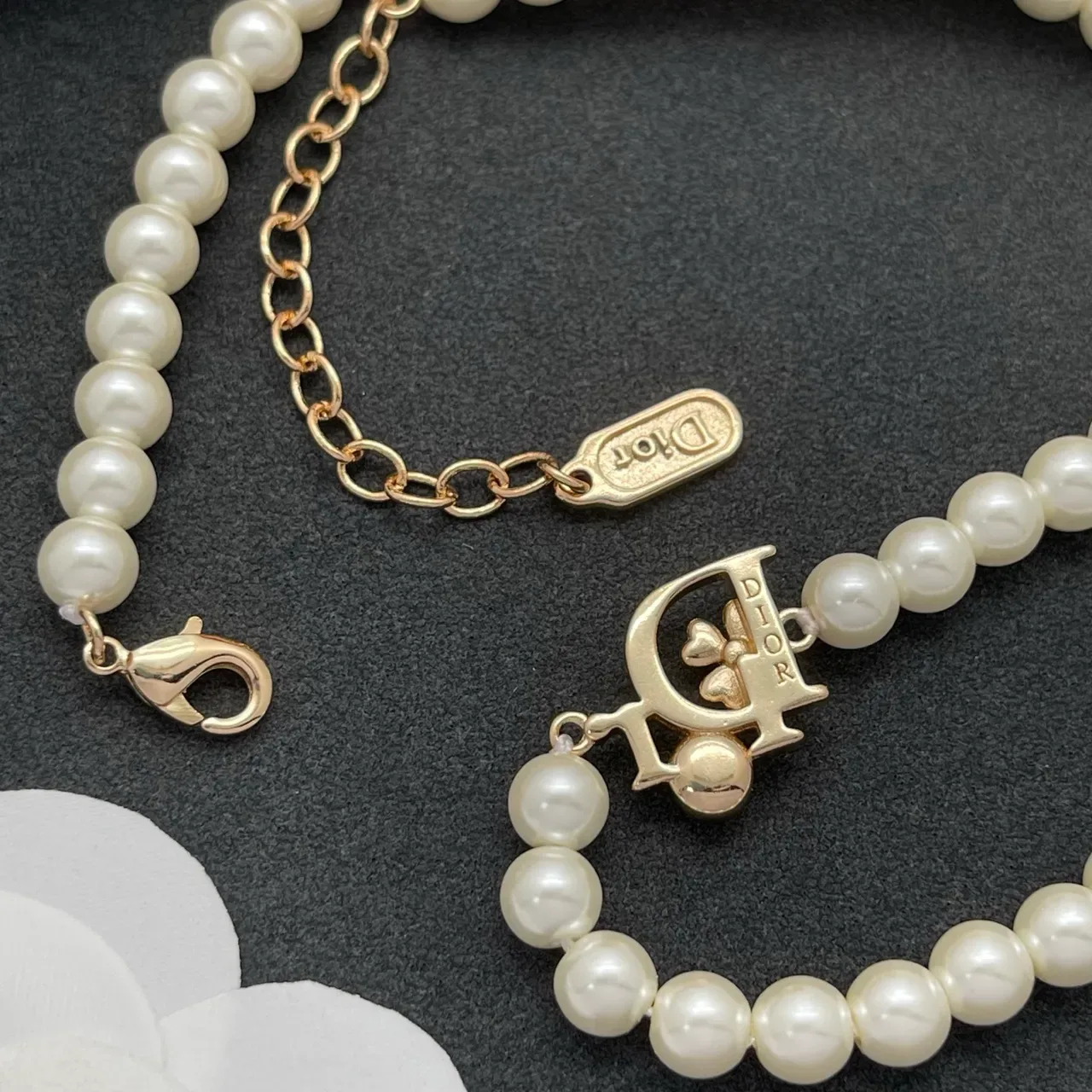 Dior White Gold Pearl Strand Pendant Necklace 3
