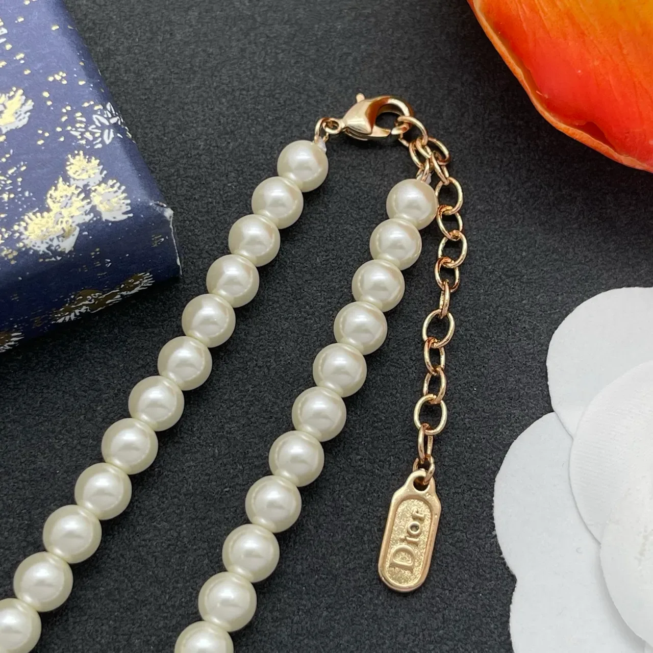 Dior White Gold Pearl Strand Pendant Necklace 5