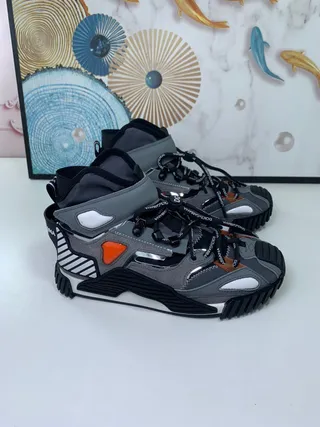 Dolce & Gabbana Gray Black High-Top Sole Chunky Sneakers 8