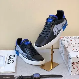 Dolce & Gabbana Portofino Black and Blue Lifestyle Sneakers