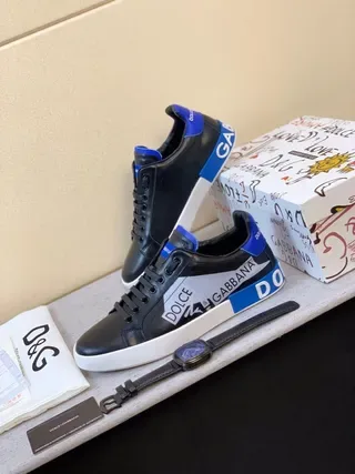 Dolce & Gabbana Portofino Noir et Bleu Sneakers Lifestyle 2