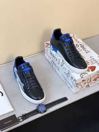 Dolce & Gabbana Portofino Noir et Bleu Sneakers Lifestyle 5
