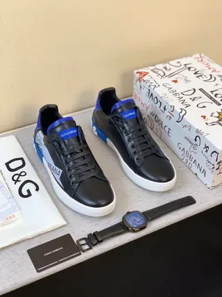 Dolce & Gabbana Portofino Noir et Bleu Sneakers Lifestyle 6