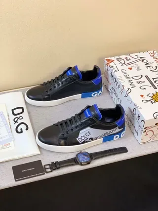Dolce & Gabbana Portofino Noir et Bleu Sneakers Lifestyle 7