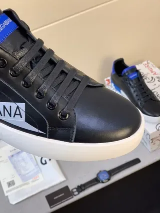 Dolce & Gabbana Portofino Noir et Bleu Sneakers Lifestyle 8