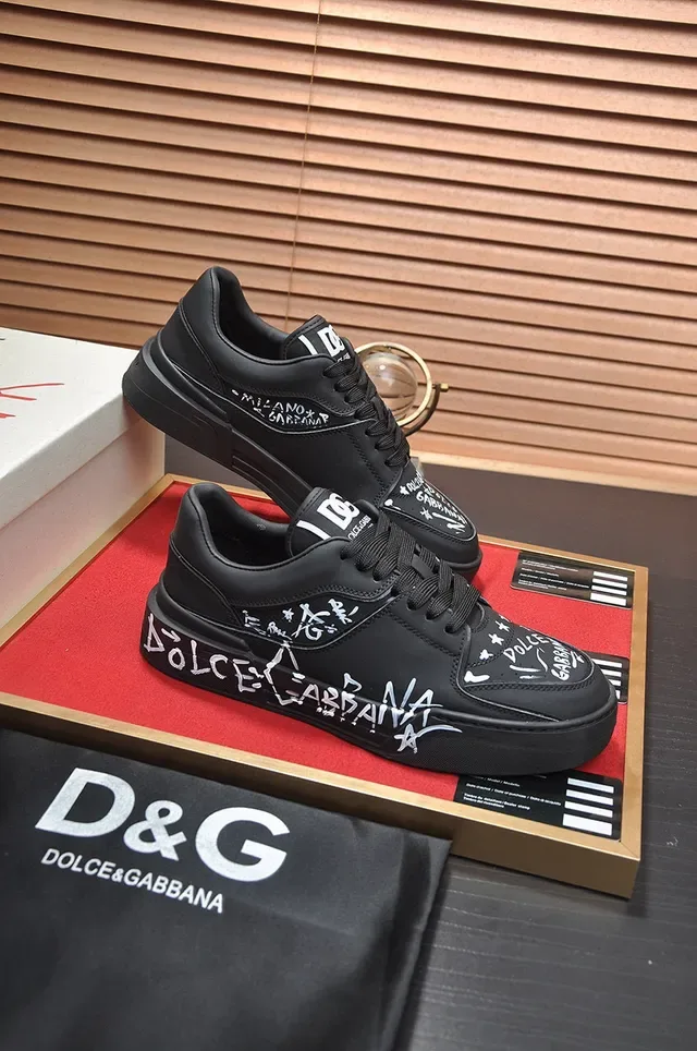 Dolce & Gabbana Portofino Tênis Lifestyle Plataforma Graffiti Preto 2